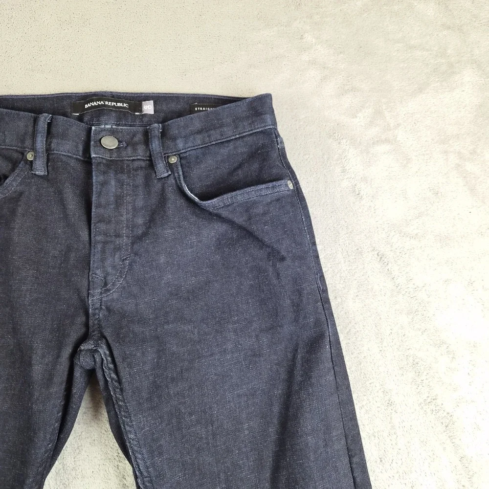 Banana Republic Selvedge Jeans Mens 29x30 Blue Denim Dark Wash Straight Stretch